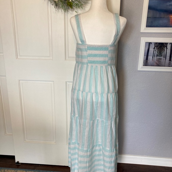 Casa Cabana Linen Blend Coastal striped Sundress New With Tags - Picture 11 of 12